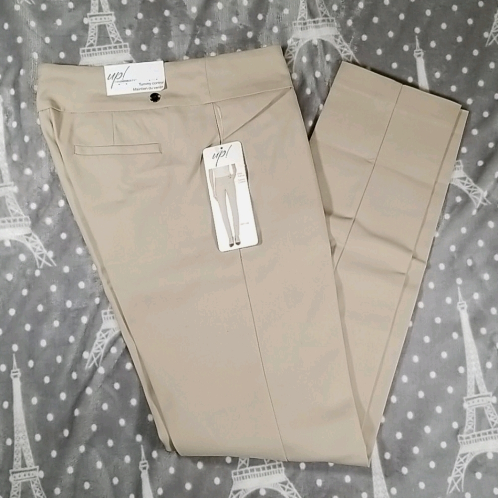 UP! Thin Credible! Women's Fit Pull On Dress Pants Size 16 Beige